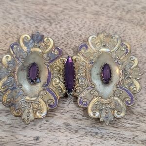 Victorian Antique Gold Set With Purple Stones